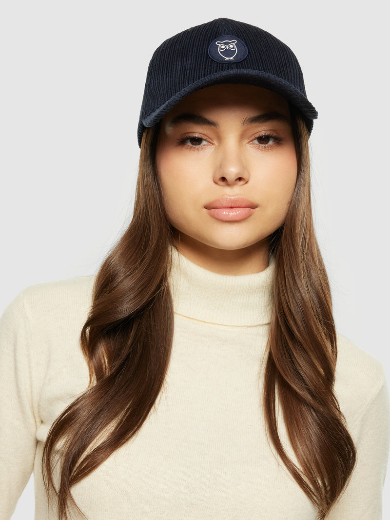 KnowledgeCotton Apparel - UNI 8 Wales corduroy cap Caps 1001 Total Eclipse