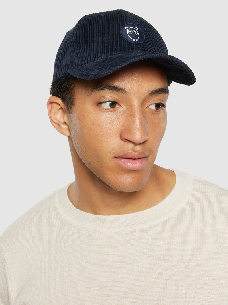 KnowledgeCotton Apparel - UNI 8 Wales corduroy cap Caps 1001 Total Eclipse