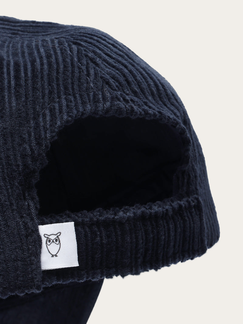 KnowledgeCotton Apparel - UNI 8 Wales corduroy cap Caps 1001 Total Eclipse