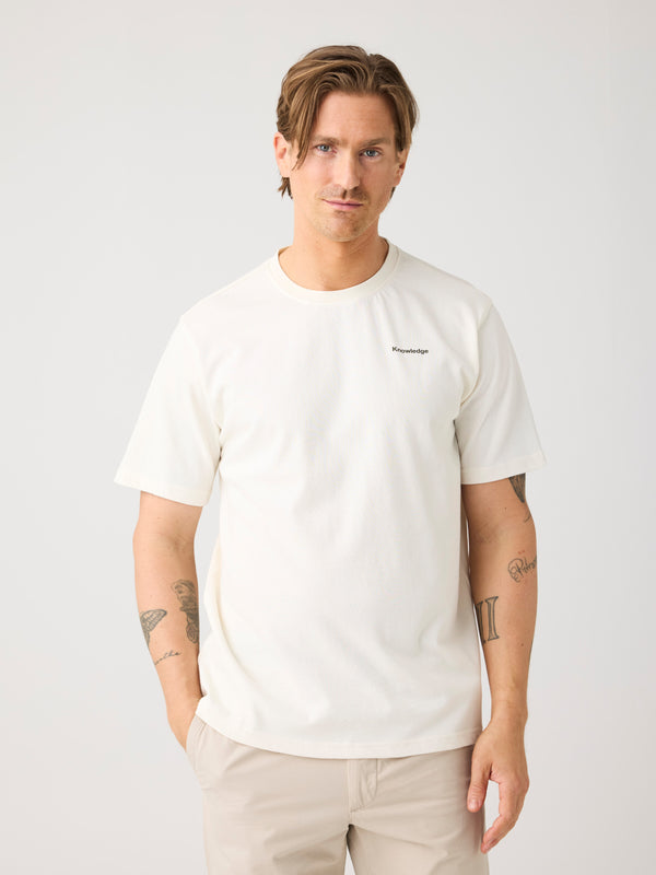 KnowledgeCotton Apparel - MEN Back print t-shirt T-shirts 1387 Egret