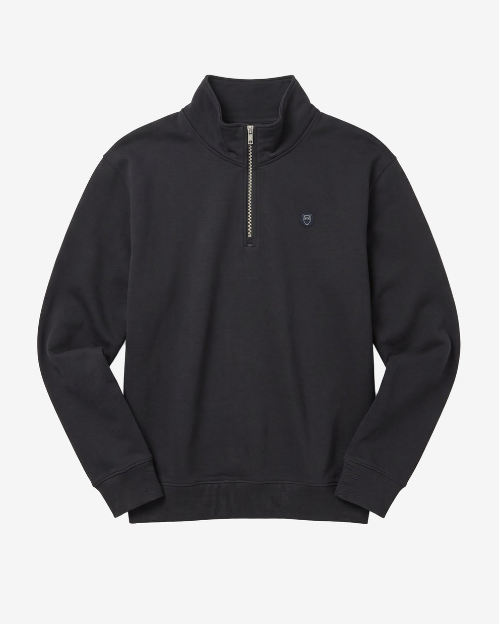 KnowledgeCotton Apparel - MEN Badge halfzip Sweats 1300 Black Jet