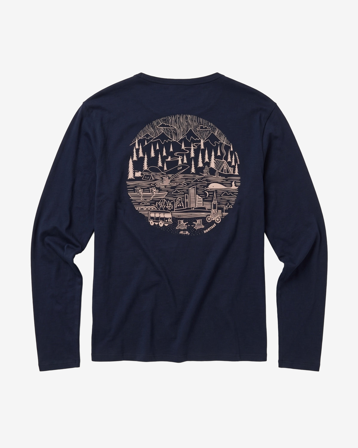 KnowledgeCotton Apparel - MEN Badge long sleeve Long Sleeves 1412 Night Sky