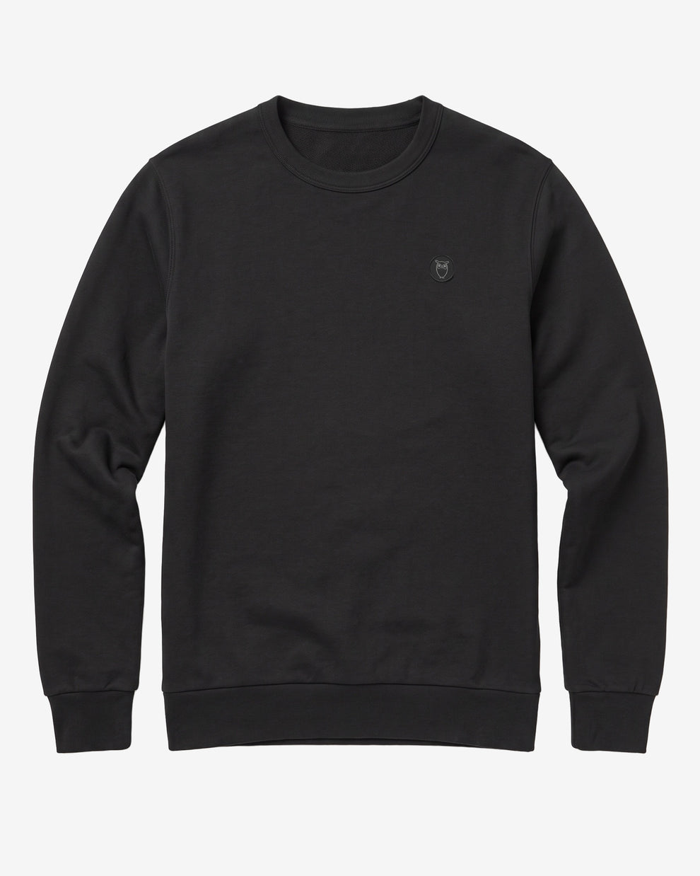 KnowledgeCotton Apparel - MEN Basic badge sweat Sweats 1300 Black Jet