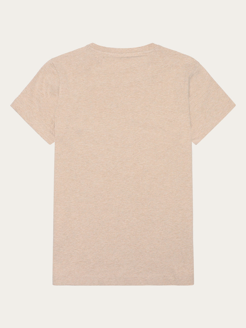 KnowledgeCotton Apparel - WMN Basic badge tee - Regenerative Organic Certified™ - GOTS/Vegan T-shirts 1355 Safari melange