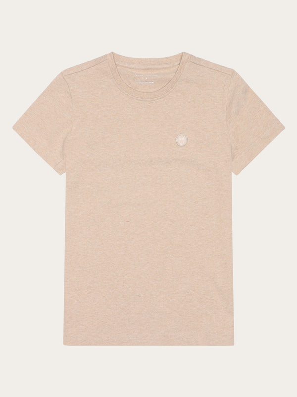 KnowledgeCotton Apparel - WMN Basic badge tee - Regenerative Organic Certified™ - GOTS/Vegan T-shirts 1355 Safari melange