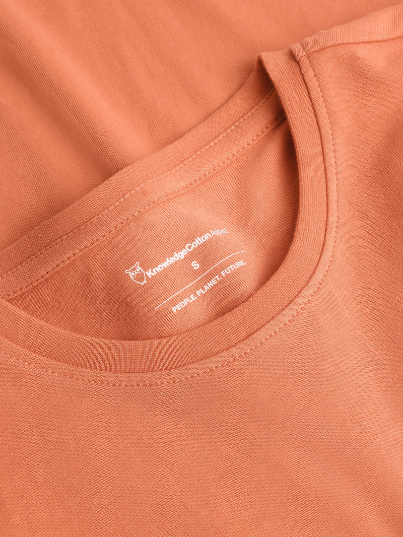 KnowledgeCotton Apparel - WMN Basic badge tee - Regenerative Organic Certified™ - GOTS/Vegan T-shirts 1481 Langoustino