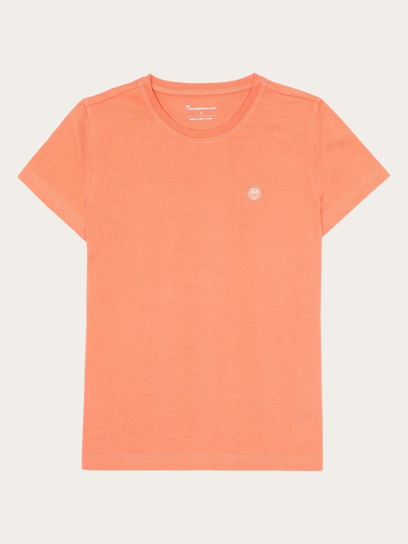 KnowledgeCotton Apparel - WMN Basic badge tee - Regenerative Organic Certified™ - GOTS/Vegan T-shirts 1481 Langoustino
