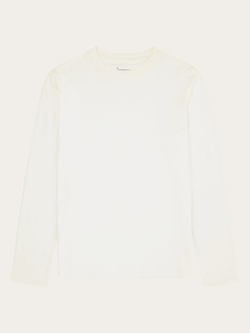 KnowledgeCotton Apparel - WMN Basic pima cotton long sleeve t-shirt - GOTS/Vegan Long Sleeves 1387 Egret