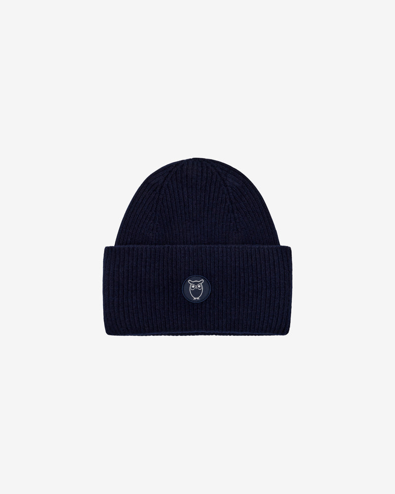 KnowledgeCotton Apparel - UNI Big rib beanie Hats 1001 Total Eclipse