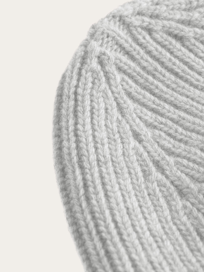 KnowledgeCotton Apparel - UNI Big rib beanie Hats 1012 Grey Melange