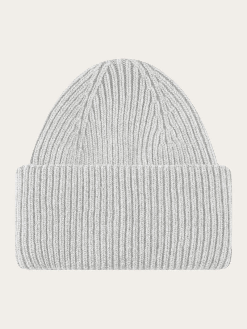 KnowledgeCotton Apparel - UNI Big rib beanie Hats 1012 Grey Melange