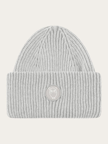 KnowledgeCotton Apparel - UNI Big rib beanie Hats 1012 Grey Melange