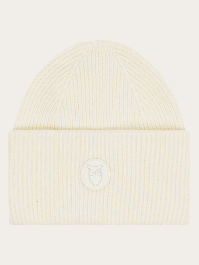 KnowledgeCotton Apparel - UNI Big rib beanie Hats 1387 Egret