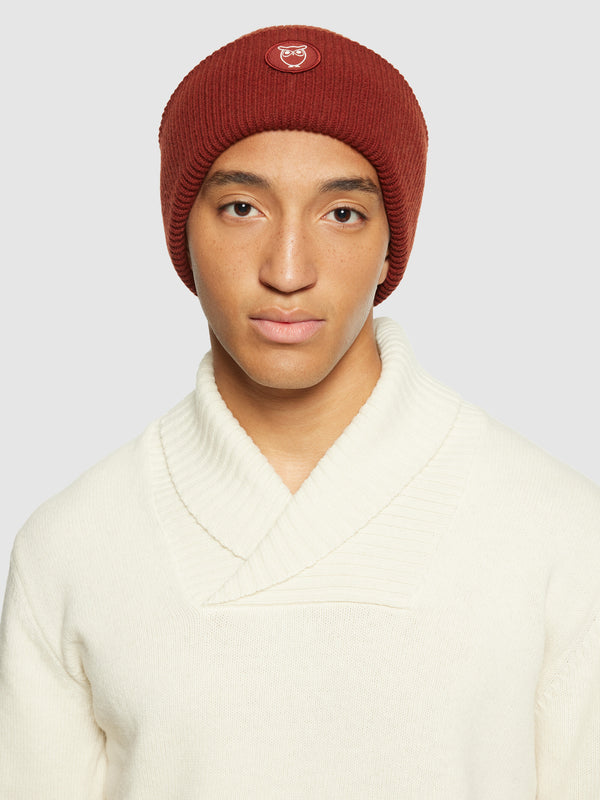 KnowledgeCotton Apparel - UNI Big rib beanie Hats 1478 Fired Brick