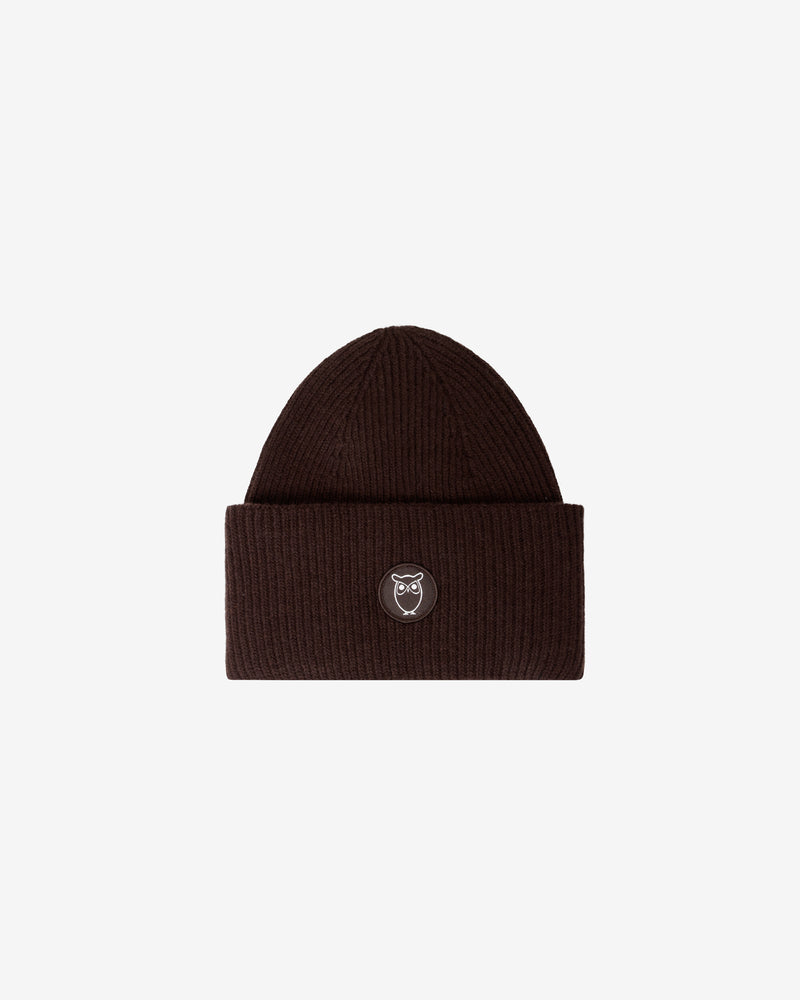 KnowledgeCotton Apparel - UNI Big rib beanie Hats 1487 Chocolate Torte