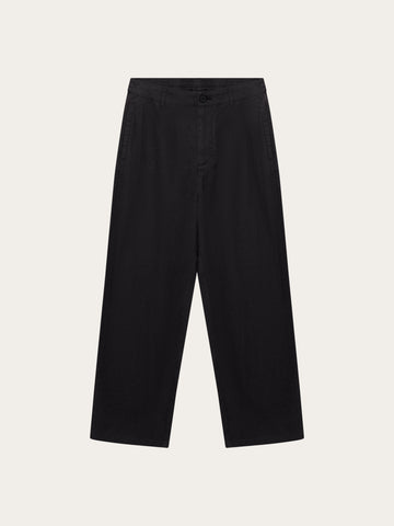 KnowledgeCotton Apparel - WMN Bloom barrel flannel pants Pants 1412 Night Sky