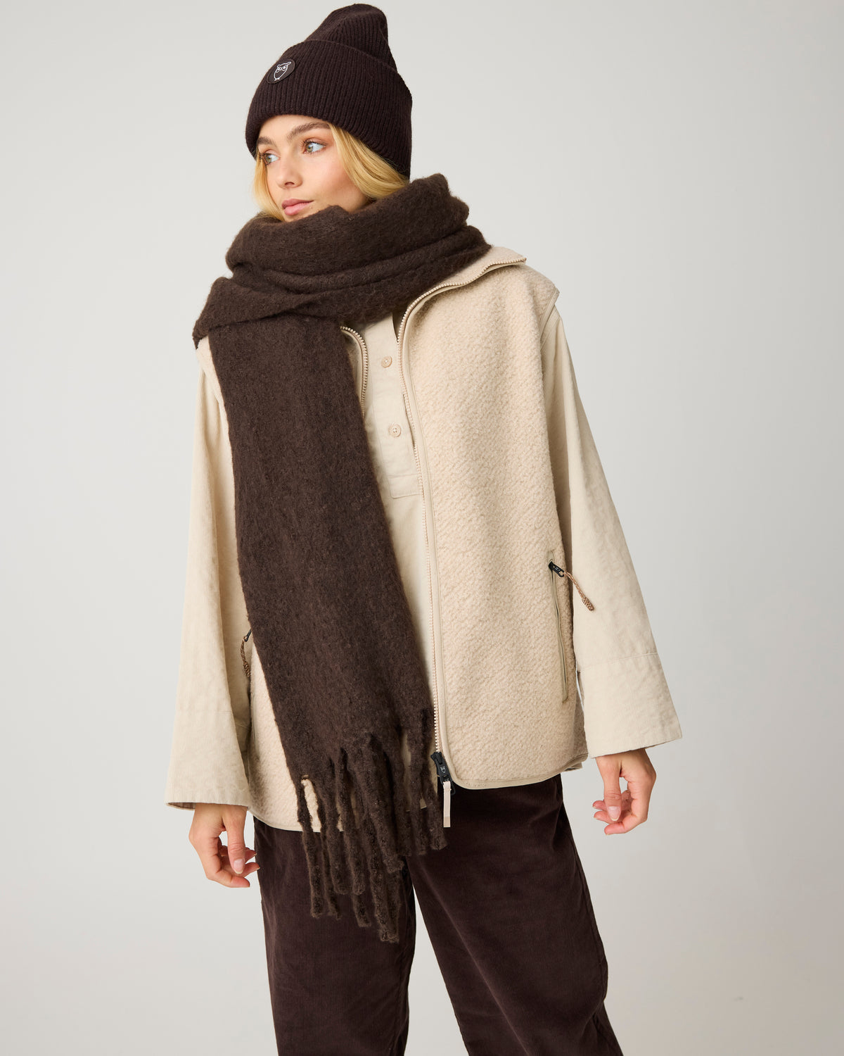 KnowledgeCotton Apparel - WMN Bora wide corduroy pant Pants 1487 Chocolate Torte
