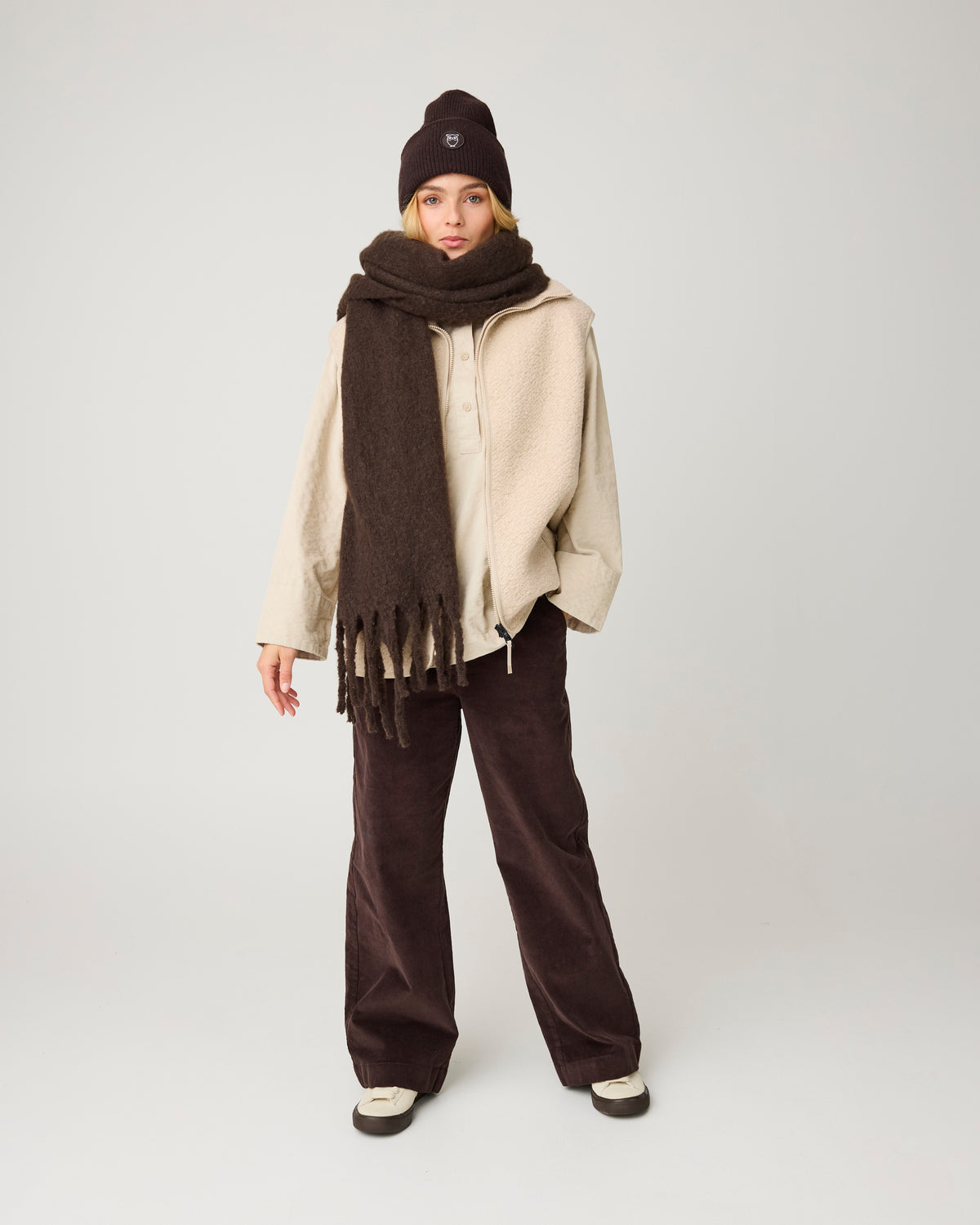 KnowledgeCotton Apparel - WMN Bora wide corduroy pant Pants 1487 Chocolate Torte