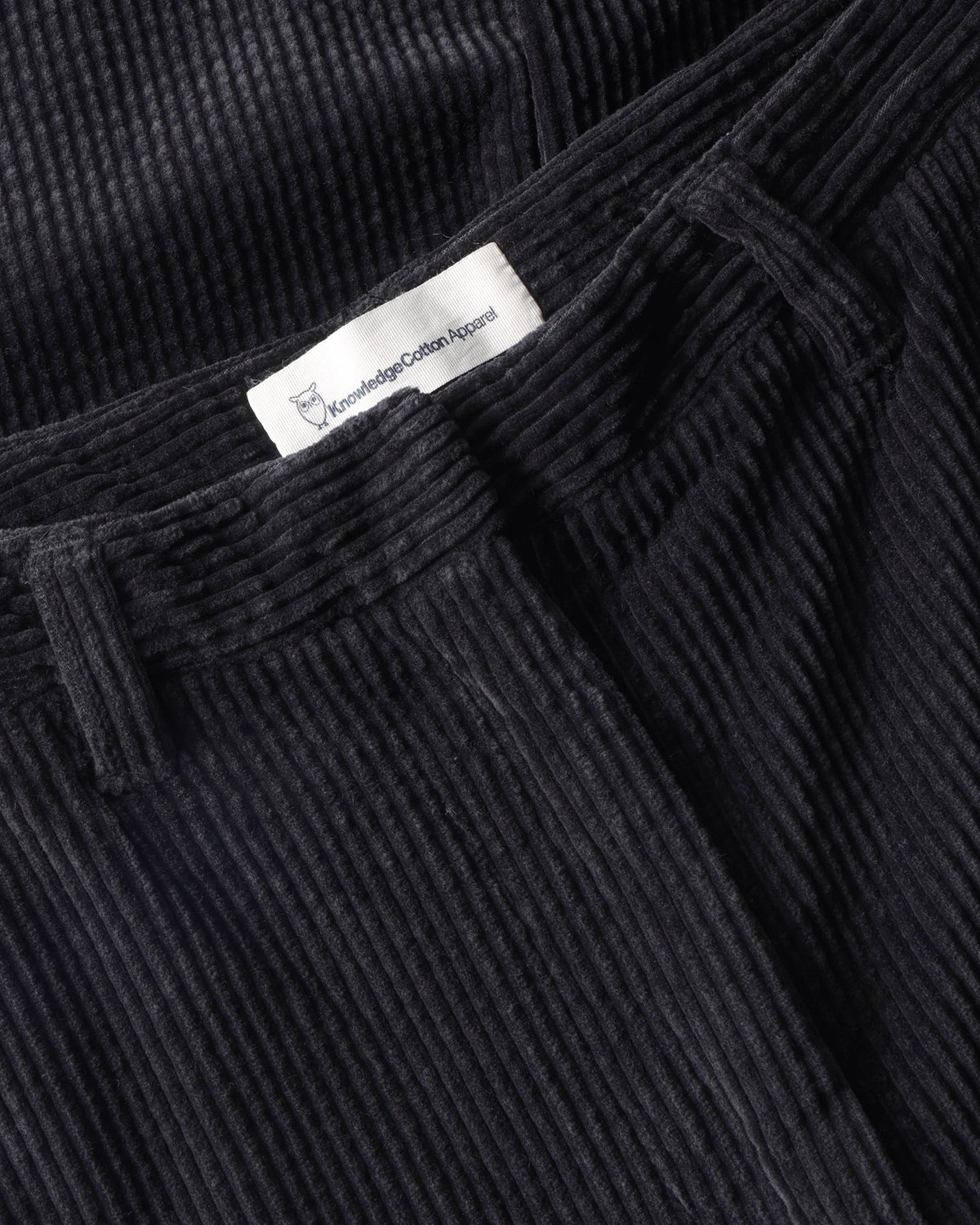 KnowledgeCotton Apparel - WMN Bora wide corduroy pants Pants 1300 Black Jet