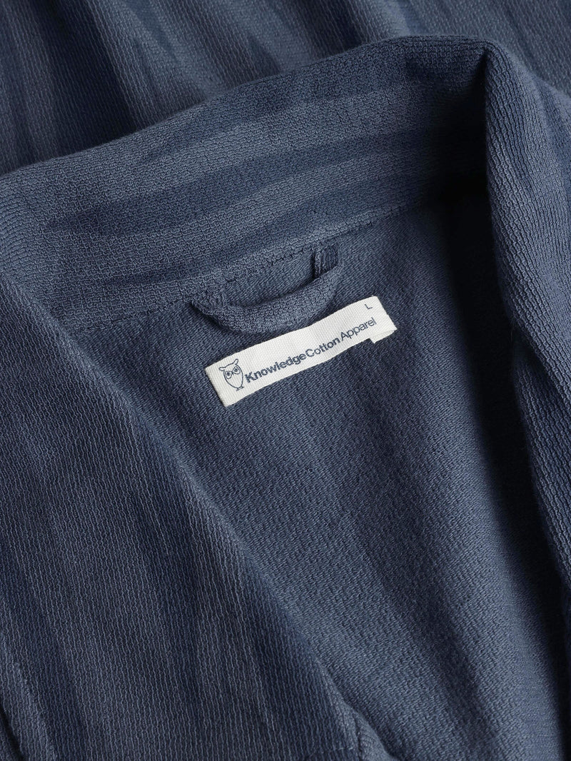 KnowledgeCotton Apparel - MEN Bouclé loose fit Northern Lights short sleeve shirt - GOTS/Vegan Shirts 9921 Blue