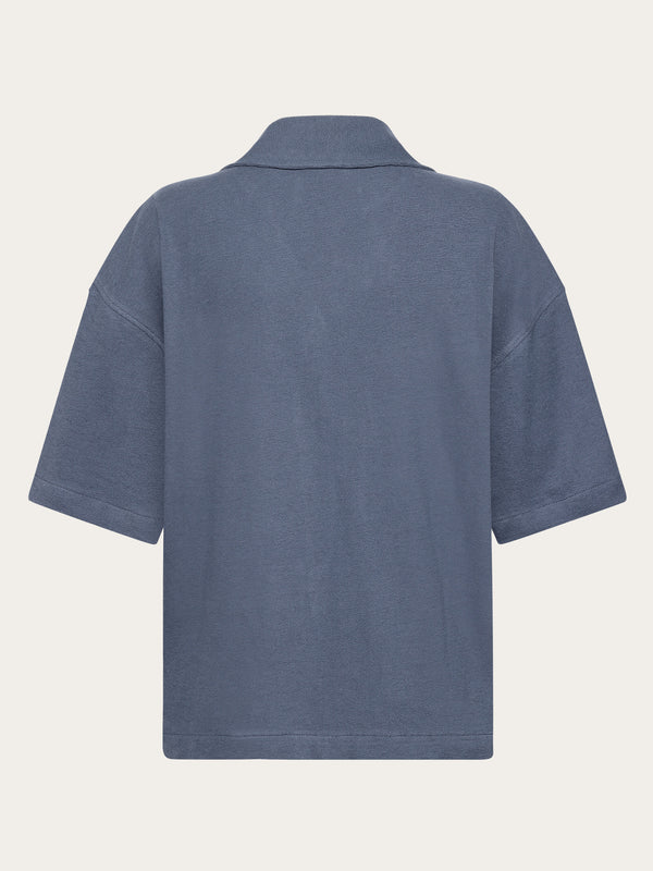 KnowledgeCotton Apparel - WMN Bouclé short sleeved shirt - GOTS/Vegan Shirts 1226 Vintage Indigo