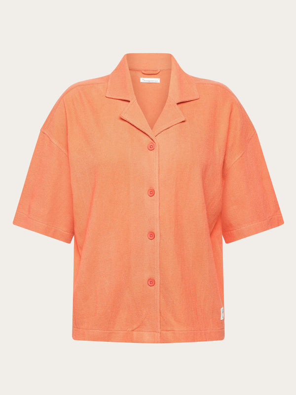 KnowledgeCotton Apparel - WMN Bouclé short sleeved shirt - GOTS/Vegan Shirts 1481 Langoustino