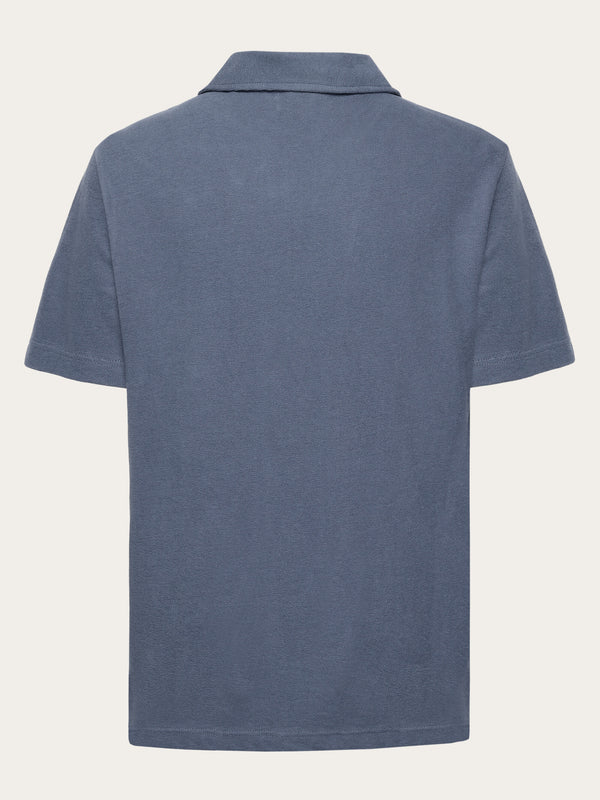 KnowledgeCotton Apparel - MEN Box fit short sleeve bouclé shirt - GOTS/Vegan Shirts 1226 Vintage Indigo