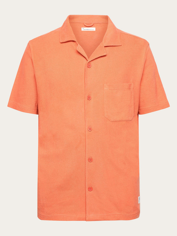 KnowledgeCotton Apparel - MEN Box fit short sleeve bouclé shirt - GOTS/Vegan Shirts 1481 Langoustino
