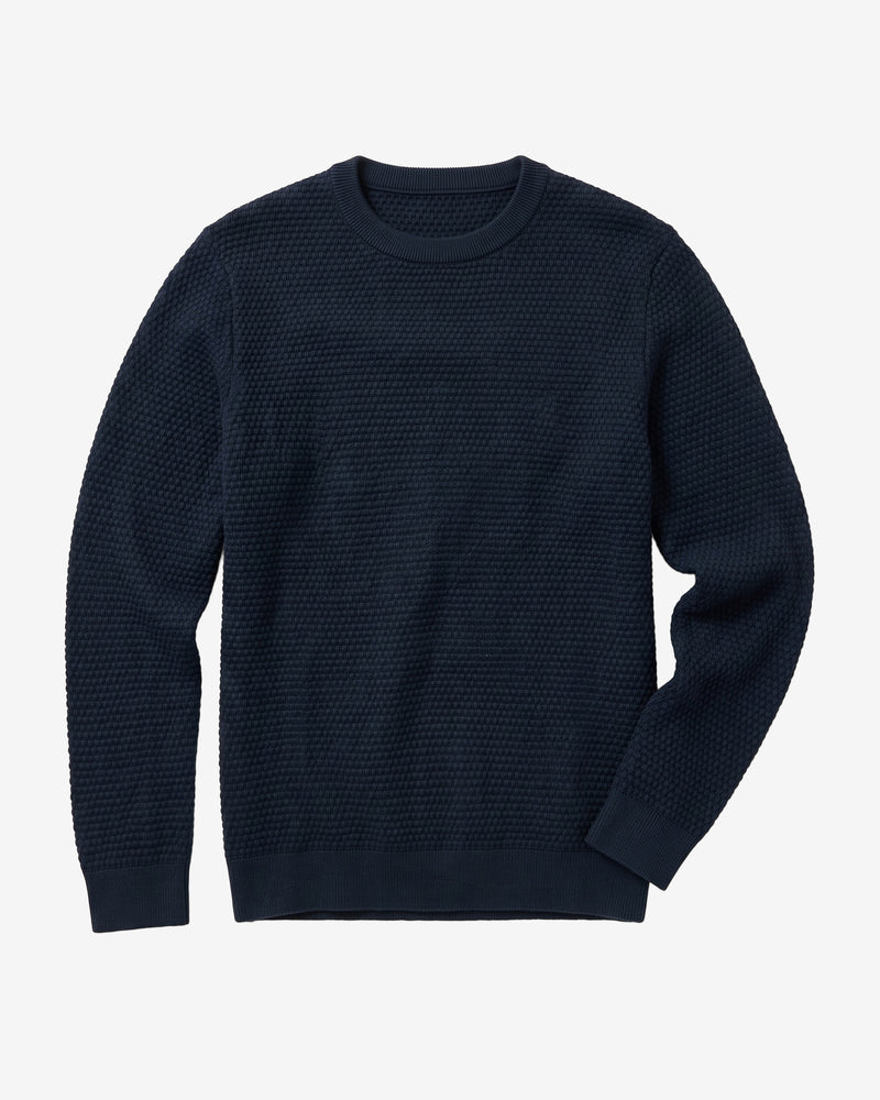 KnowledgeCotton Apparel - MEN Bubble knit crew neck Knits 1001 Total Eclipse