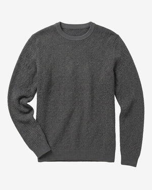 KnowledgeCotton Apparel - MEN Bubble knit crew neck Knits 1073 Dark Grey Melange