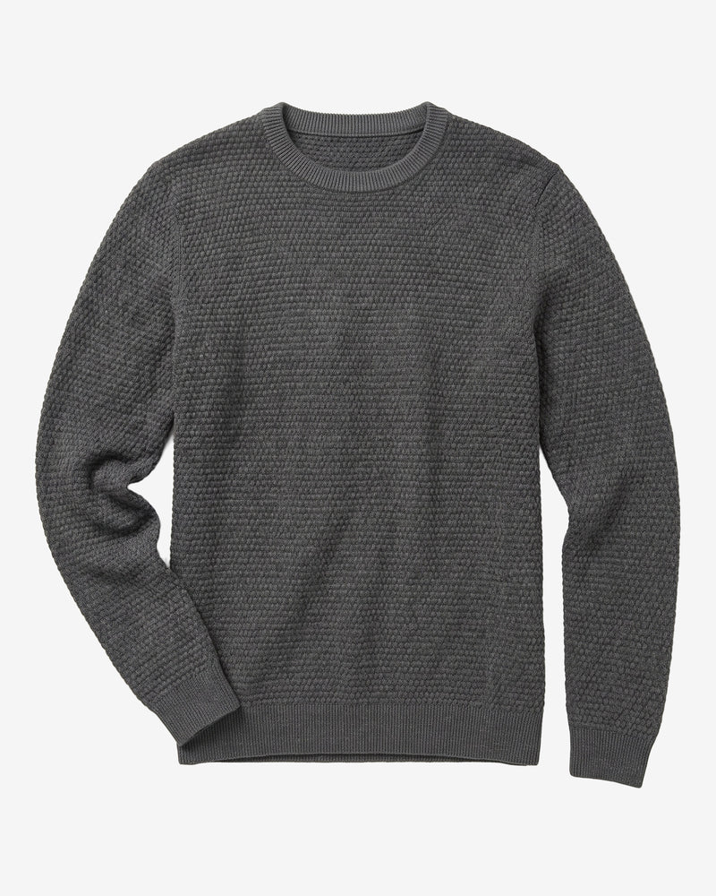 KnowledgeCotton Apparel - MEN Bubble knit crew neck Knits 1073 Dark Grey Melange