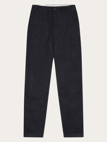 KnowledgeCotton Apparel - MEN Chuck regular linen pants Pants 1300 Black Jet