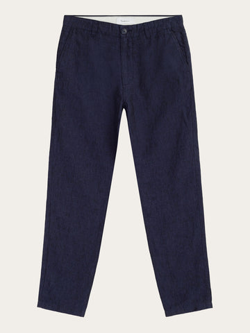 KnowledgeCotton Apparel - MEN Chuck regular linen pants Pants 1450 Yarndyed - Total Eclipse