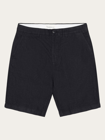 KnowledgeCotton Apparel - MEN Chuck regular linen shorts Shorts 1300 Black Jet