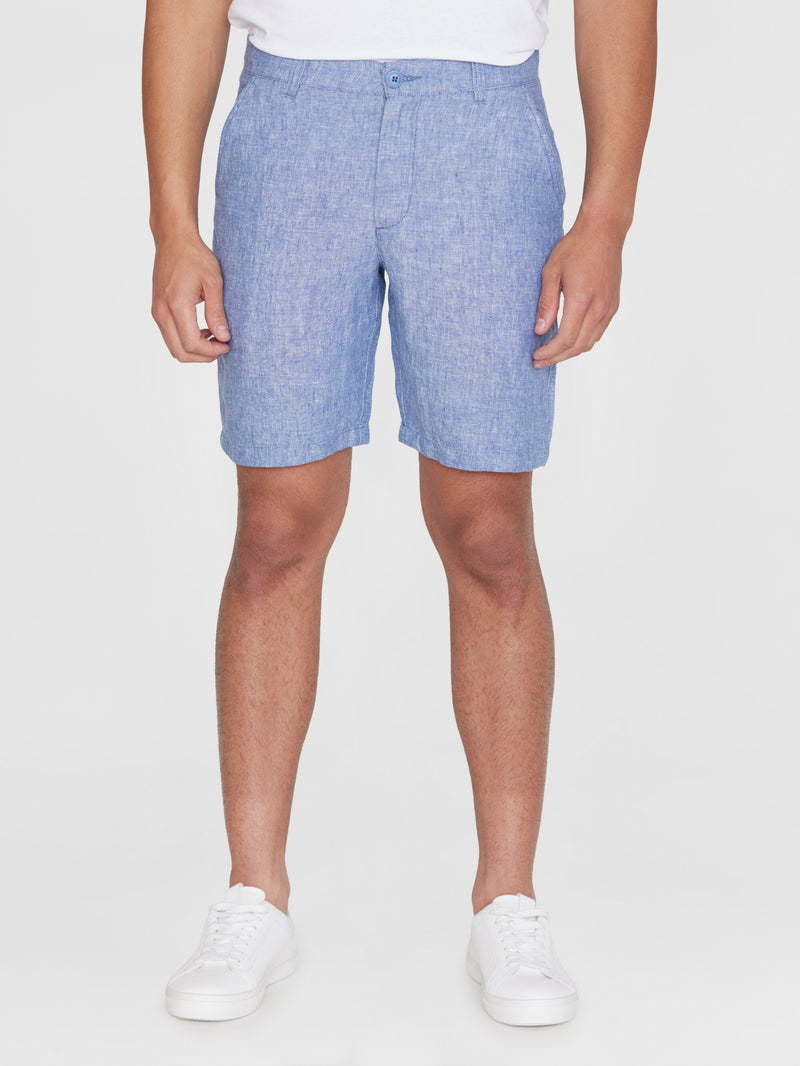 KnowledgeCotton Apparel - MEN CHUCK regular linen shorts - GOTS/Vegan Shorts 1432 Moonlight Blue