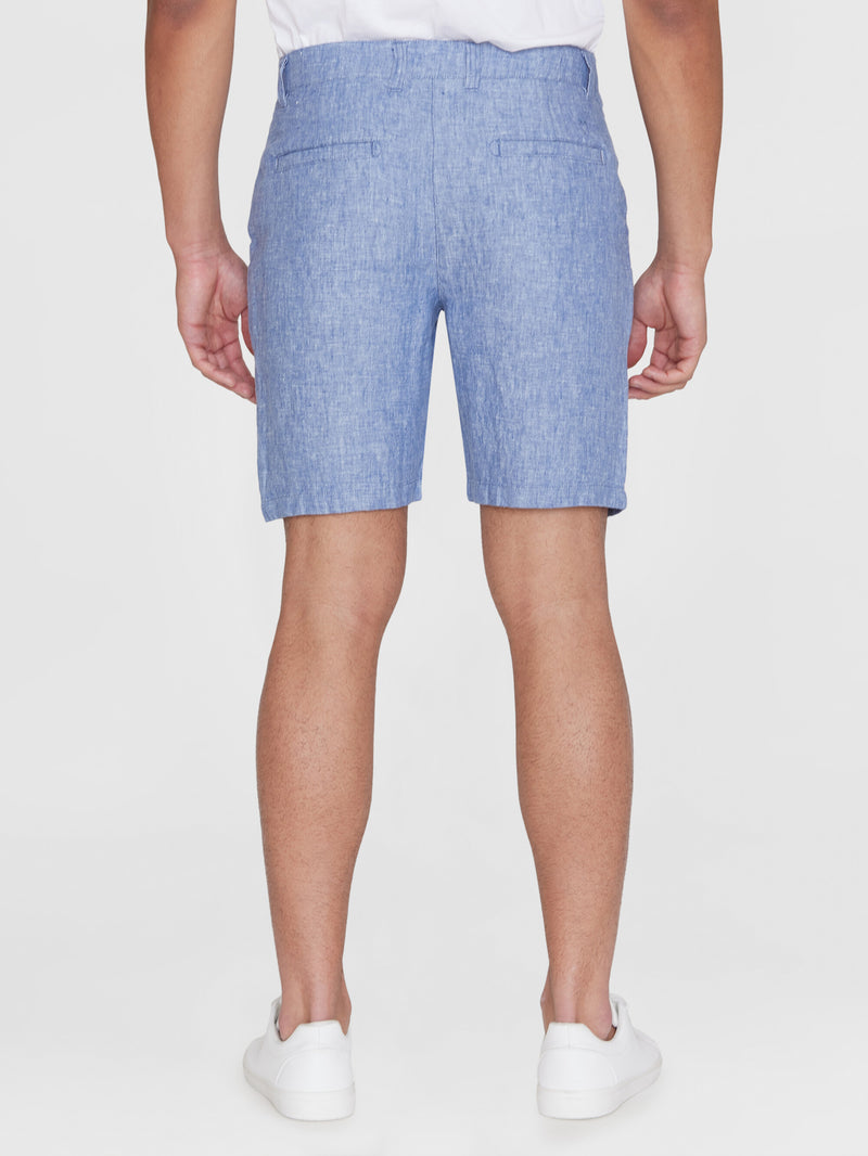 KnowledgeCotton Apparel - MEN CHUCK regular linen shorts - GOTS/Vegan Shorts 1432 Moonlight Blue