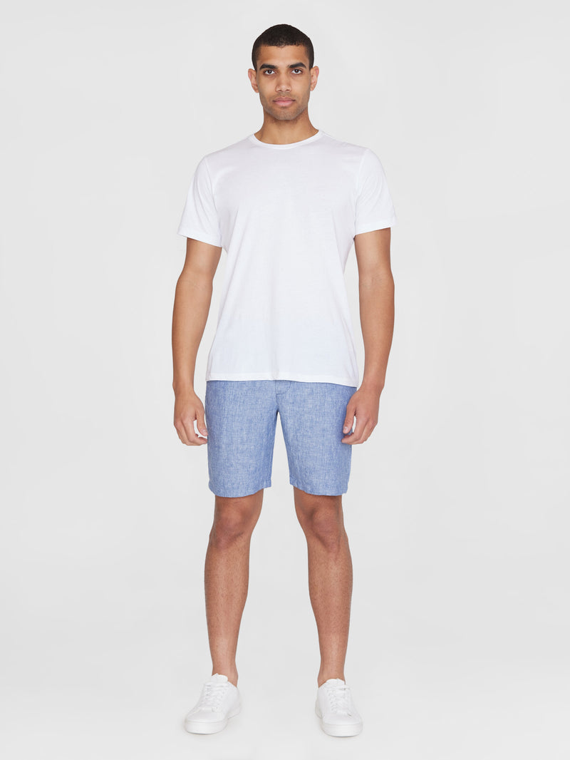 KnowledgeCotton Apparel - MEN CHUCK regular  linen shorts - GOTS/Vegan Shorts 1432 Moonlight Blue