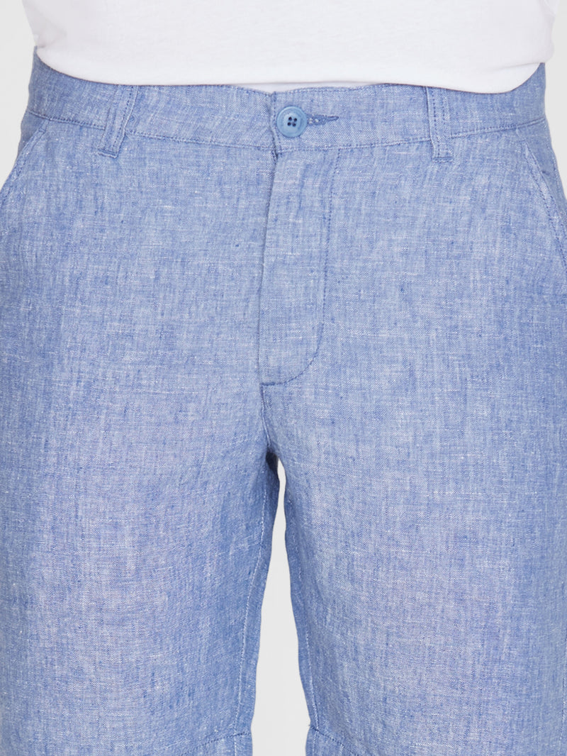 KnowledgeCotton Apparel - MEN CHUCK regular linen shorts - GOTS/Vegan Shorts 1432 Moonlight Blue