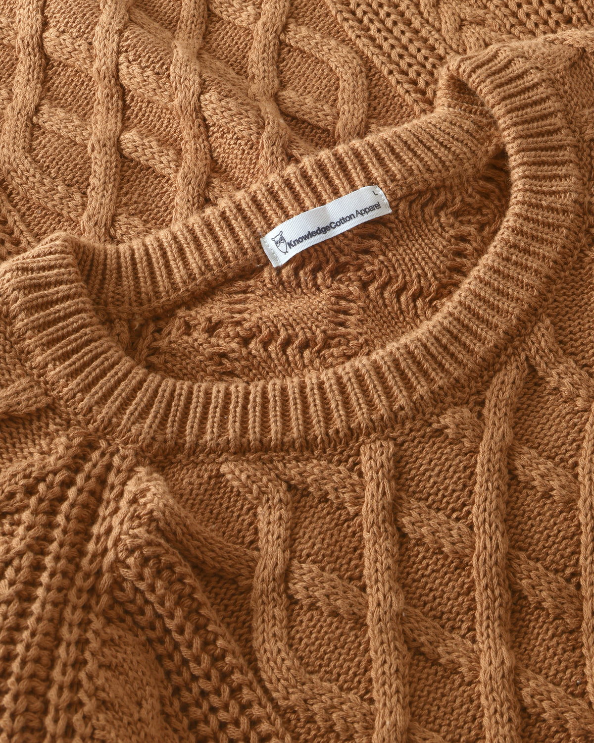 KnowledgeCotton Apparel - MEN Cable knit sweater Knits 1499 Lion