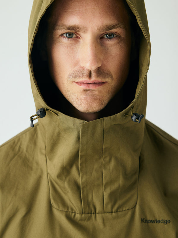 KnowledgeCotton Apparel - UNI Canvas anorak Jackets 1068 Burned Olive