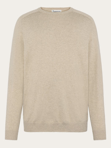 KnowledgeCotton Apparel - MEN Cashmere crew neck sweater Knits 1228 Light feather gray