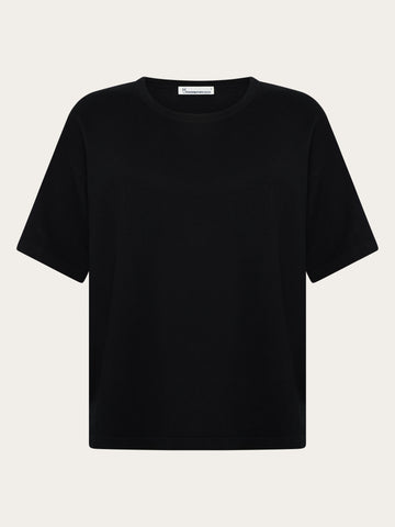 KnowledgeCotton Apparel - WMN Cashmere knit t-shirt Knits 1300 Black Jet