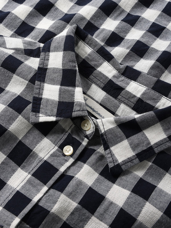 KnowledgeCotton Apparel - WMN Check long sleeved shirt - GOTS/Vegan Shirts 1412 Night Sky