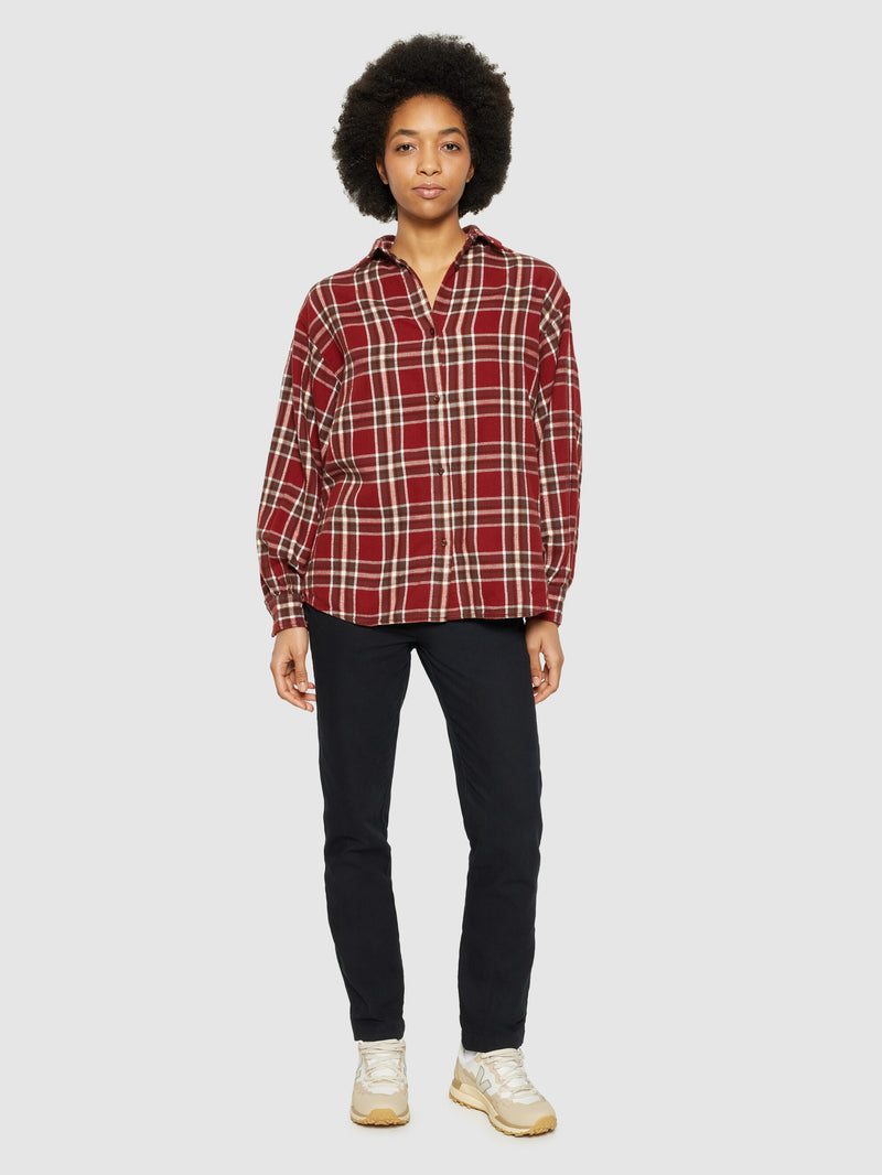 KnowledgeCotton Apparel - WMN Check shirt balloon arms Shirts 7025 Red check