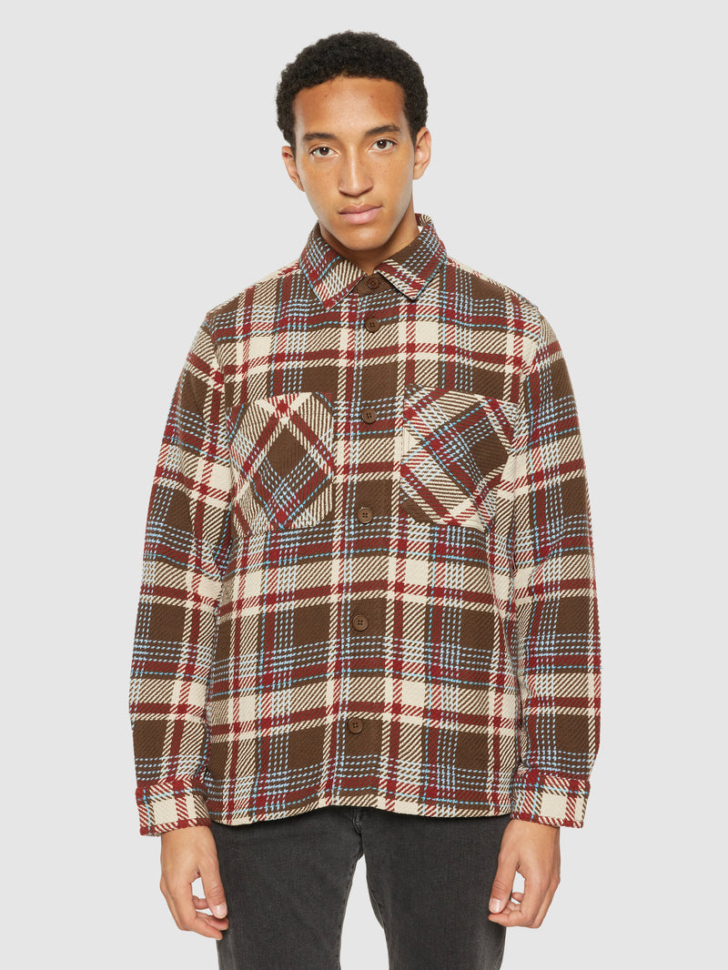 KnowledgeCotton Apparel - MEN Checked overshirt - GOTS/Vegan Overshirts 7025 Red check