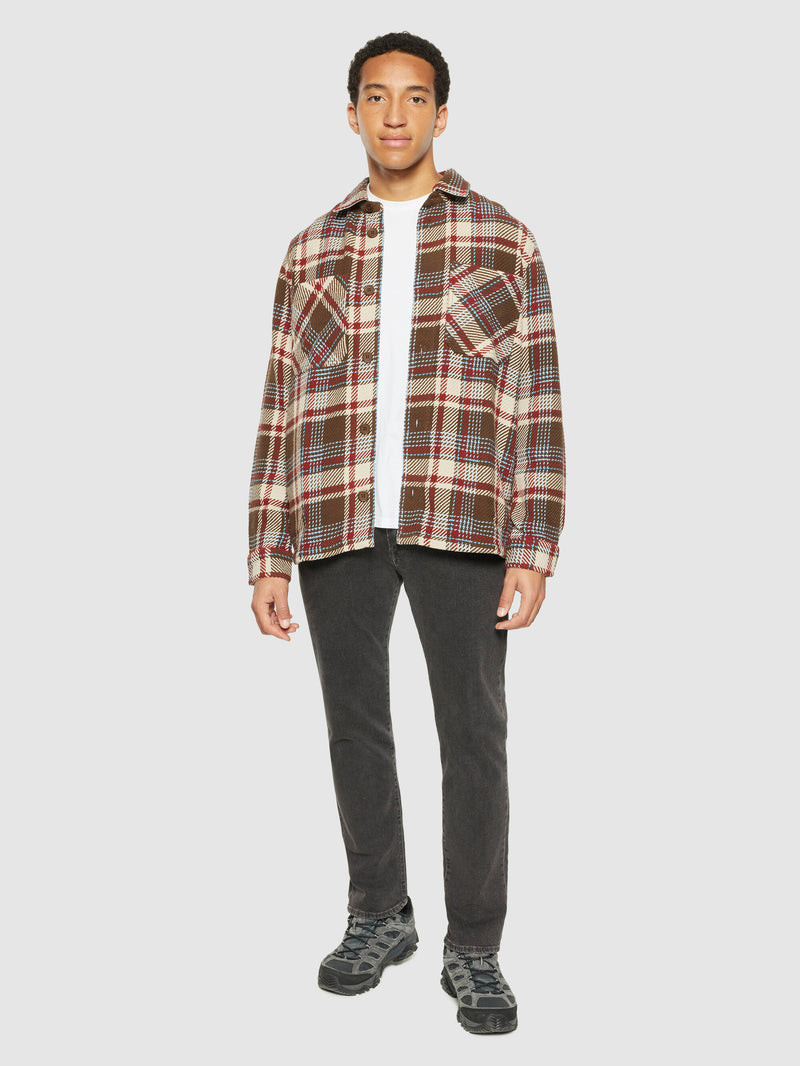 KnowledgeCotton Apparel - MEN Checked overshirt - GOTS/Vegan Overshirts 7025 Red check