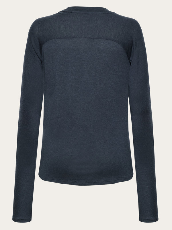 KnowledgeCotton Apparel - WMN Dynamic Wool 175 Single constructed long sleeve t-shirt - RWS Long Sleeves 1001 Total Eclipse