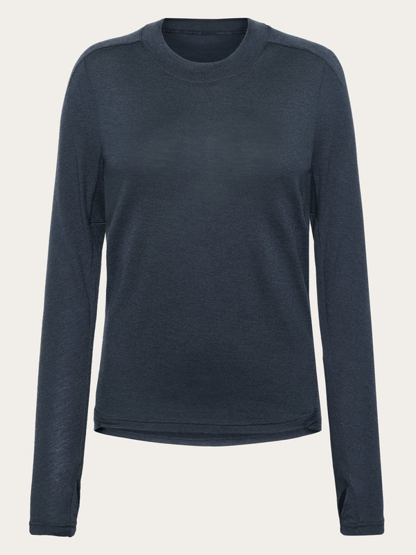 KnowledgeCotton Apparel - WMN Dynamic Wool 175 Single constructed long sleeve t-shirt - RWS Long Sleeves 1001 Total Eclipse