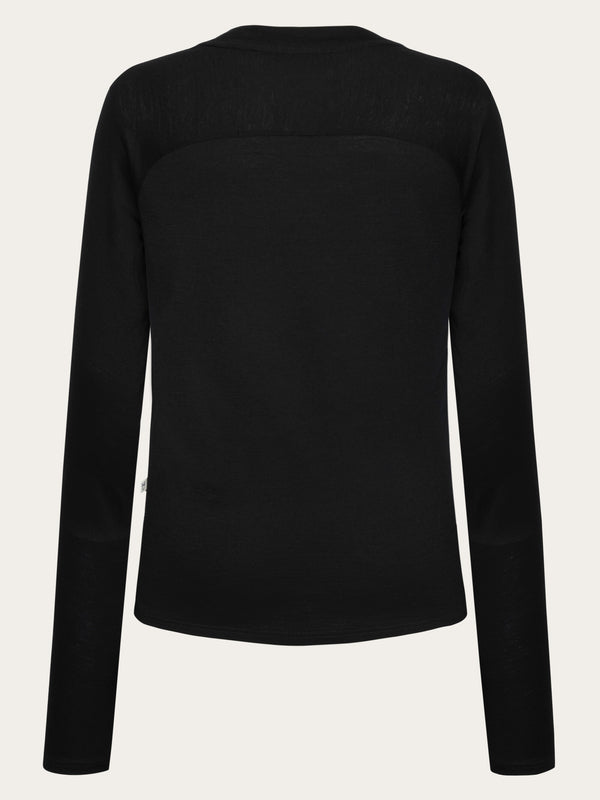 KnowledgeCotton Apparel - WMN Dynamic Wool 175 Single constructed long sleeve t-shirt - RWS Long Sleeves 1300 Black Jet