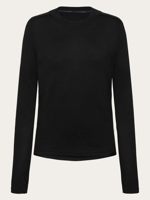 KnowledgeCotton Apparel - WMN Dynamic Wool 175 Single constructed long sleeve t-shirt - RWS Long Sleeves 1300 Black Jet